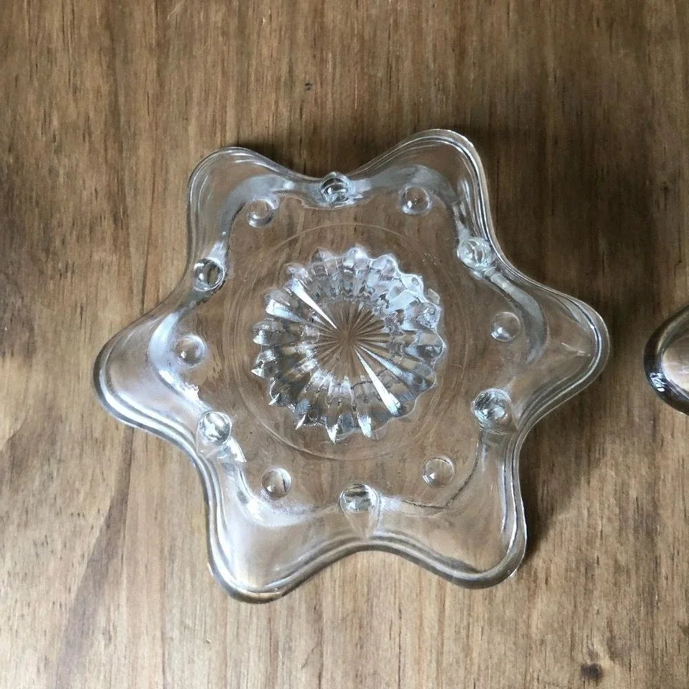 Vintage Star-Shaped Glass Candle Holders Set of 2